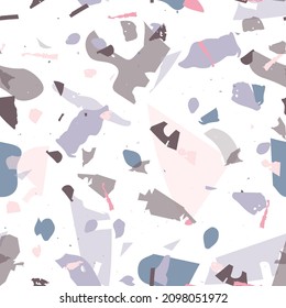 Terrazzo seamless pattern. Modern classic flooring texture. Background made of natural stones, granite, quartz, marble, concrete.  Terrazzo  seamless pattern in cool colors. 
