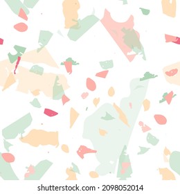 Terrazzo seamless pattern. Modern classic flooring texture. Terrazzo  seamless pattern in cool colors.  Background made of natural stones, granite, quartz, marble, concrete. 