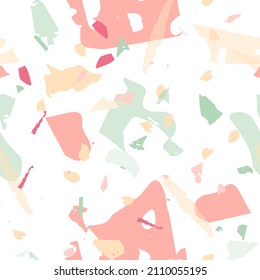 Terrazzo seamless pattern. Modern classic flooring texture. Terrazzo  seamless pattern in cool colors.  Background made of natural stones, granite, quartz, marble, concrete. 