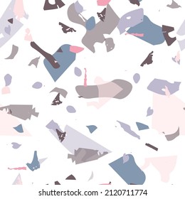 Terrazzo seamless pattern. Modern classic flooring texture. Terrazzo  seamless pattern in cool colors.  Background made of natural stones, granite, quartz, marble, concrete. 