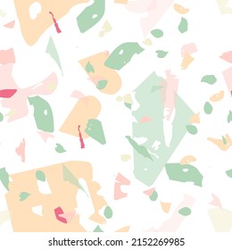 Terrazzo seamless pattern. Modern classic flooring texture. Terrazzo  seamless pattern in cool colors.  Background made of natural stones, granite, quartz, marble, concrete. 