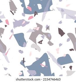 Terrazzo seamless pattern. Modern classic flooring texture. Background made of natural stones, granite, quartz, marble, concrete.  Terrazzo  seamless pattern in cool colors. 