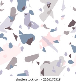Terrazzo seamless pattern. Modern classic flooring texture. Background made of natural stones, granite, quartz, marble, concrete.  Terrazzo  seamless pattern in cool colors. 
