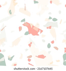 Terrazzo seamless pattern. Modern classic flooring texture. Terrazzo  seamless pattern in cool colors.  Background made of natural stones, granite, quartz, marble, concrete. 