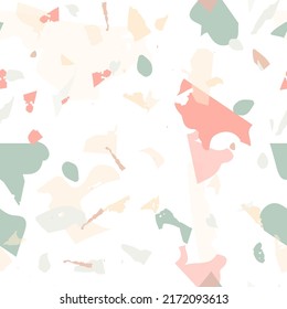 Terrazzo seamless pattern. Modern classic flooring texture. Terrazzo  seamless pattern in cool colors.  Background made of natural stones, granite, quartz, marble, concrete. 