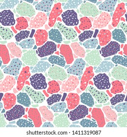 Terrazzo seamless pattern. Modern collage. Colorful abstract print. Vector illustration.