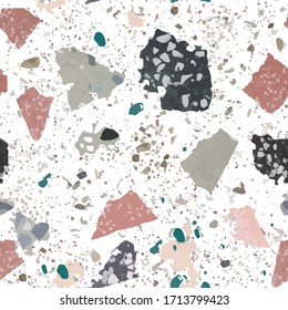 Terrazzo seamless pattern. Modern colorful tile texture. Vector abstract background.
