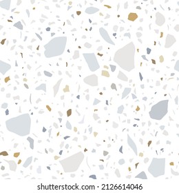 Terrazzo seamless pattern. Modern minimalistic vector texture in gray and white colors.