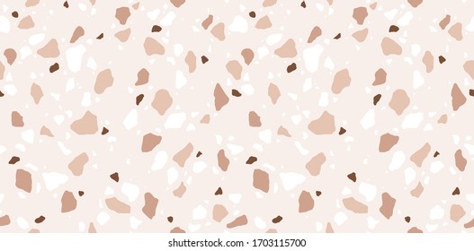 Terrazzo seamless pattern. Modern monochrome tile texture. Vector abstract background.