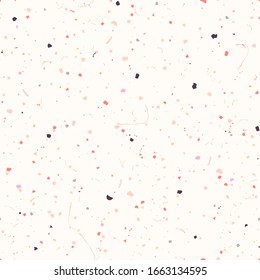 Terrazzo seamless pattern on light beige background. Vector abstract illustration.