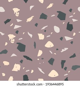 Terrazzo nahtloses Muster. Orangefarbene Bodenstruktur. Atemberaubender Hintergrund aus Natursteinen, Granit, Quarz, Marmor und Beton. Kostbare nahtlose Terrazzo.