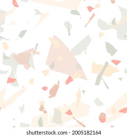 Terrazzo seamless pattern. Orange realistic marble texture with stones. Background made of natural stones, granite, quartz, marble, concrete.  Terrazzo  seamless pattern in cool colors. 