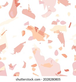 Terrazzo seamless pattern. Orange realistic marble texture with stones. Terrazzo  seamless pattern in cool colors.  Background made of natural stones, granite, quartz, marble, concrete. 