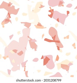 Terrazzo seamless pattern. Orange realistic marble texture with stones. Terrazzo  seamless pattern in cool colors.  Background made of natural stones, granite, quartz, marble, concrete. 