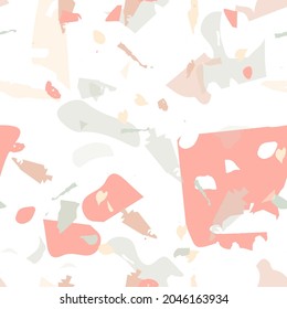 Terrazzo seamless pattern. Orange realistic marble texture with stones. Background made of natural stones, granite, quartz, marble, concrete.  Terrazzo  seamless pattern in cool colors. 