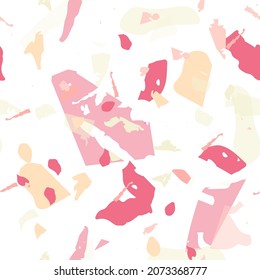 Terrazzo nahtloses Muster. Orangefarbene, realistische Marmorstruktur mit Steinen. Terrazzo nahtloses Muster in kalten Farben.  Hintergrund aus Natursteinen, Granit, Quarz, Marmor, Beton. 