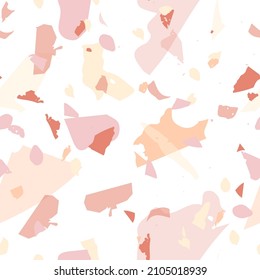 Terrazzo seamless pattern. Orange realistic marble texture with stones. Background made of natural stones, granite, quartz, marble, concrete.  Terrazzo  seamless pattern in cool colors. 