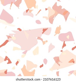 Terrazzo seamless pattern. Orange realistic marble texture with stones. Background made of natural stones, granite, quartz, marble, concrete.  Terrazzo  seamless pattern in cool colors. 