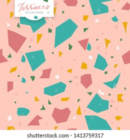 Terrazzo seamless pattern. Pink girly colors pattern for business cards, invitations, packaging, social networks, textile design.