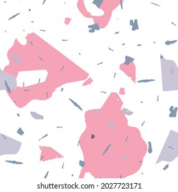 Terrazzo seamless pattern. Pink venetian flooring texture. Terrazzo  seamless pattern in cool colors.  Background made of natural stones, granite, quartz, marble, concrete. 