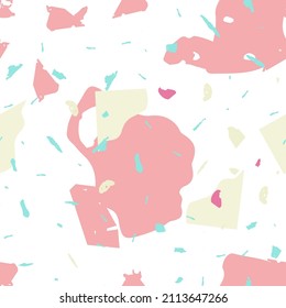 Terrazzo nahtloses Muster. Rosa venezianische Bodenstruktur. Terrazzo nahtloses Muster in kalten Farben.  Hintergrund aus Natursteinen, Granit, Quarz, Marmor, Beton. 
