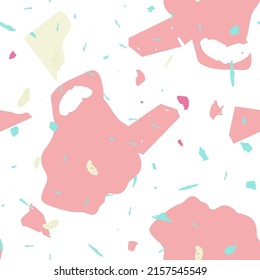 Terrazzo seamless pattern. Pink venetian flooring texture. Background made of natural stones, granite, quartz, marble, concrete.  Terrazzo  seamless pattern in cool colors. 