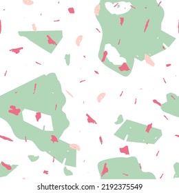 Terrazzo seamless pattern. Pink venetian flooring texture. Terrazzo  seamless pattern in cool colors.  Background made of natural stones, granite, quartz, marble, concrete. 