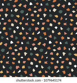 Terrazzo seamless pattern. Print in Classic italian type of floor style .  Vector abstract background with chaotic stains. Multicolor.