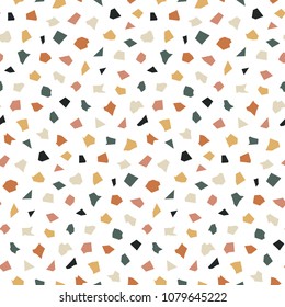 Terrazzo seamless pattern. Print in Classic italian type of floor style .  Vector abstract background with chaotic multicolor stains. 