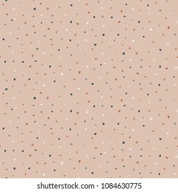 Terrazzo seamless pattern. Print in Classic italian type of floor style .  Vector abstract background with chaotic small stains. Natural colors.