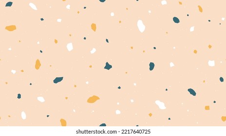 Terrazzo seamless pattern. Repeating floor texture. Beige mosaic background. Trendy surface and textile design. Vector