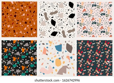  terrazzo seamless pattern set, color