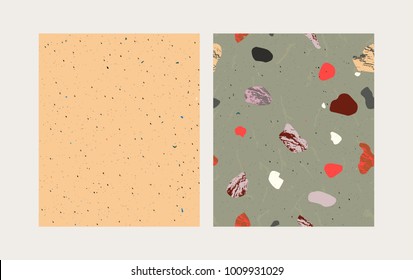 Terrazzo seamless pattern set. Earthy and Vibrant colors. Textur