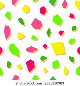 Terrazzo seamless pattern with shadow drop under chips. Bright colorful retro hand drawn design for various prints and overlays. Swatch on white background included