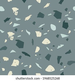 Terrazzo seamless pattern. Stone classic flooring texture. Brilliant background made of natural stones, granite, quartz, marble, and concrete. Delightful seamless terrazzo.
