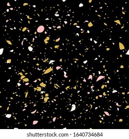 Terrazzo seamless pattern. Stone texture mosaic vector background. Floor, countertop or worktop surface for home interior design. East to edit template.
