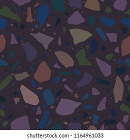 Terrazzo seamless pattern. Surface texture of decorative granite tiles. Stone colored mosaic Vector background.  