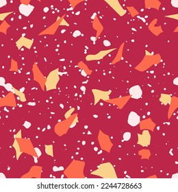 Terrazzo seamless pattern in trendy colors. Modern minimalist floor tile for interior decoration. Trendy abstract vector illustration