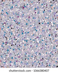 Patrón sin fisuras de Terrazzo. Colores ultravioletas. Mármol.