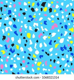 Terrazzo seamless pattern. Vector background with pebbles and stone. Pattern ideal for wrapping paper, wallpaper, terrazzo flooring
