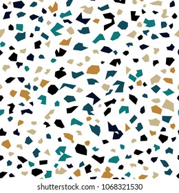 Terrazzo seamless pattern. Vector background with pebbles and stone. Pattern ideal for wrapping paper, wallpaper, terrazzo flooring