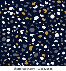 Terrazzo seamless pattern. Vector background with pebbles and stone. Pattern ideal for wrapping paper, wallpaper, terrazzo flooring