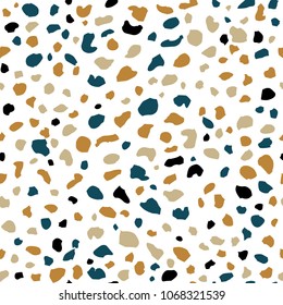 Terrazzo seamless pattern. Vector background with pebbles and stone. Pattern ideal for wrapping paper, wallpaper, terrazzo flooring