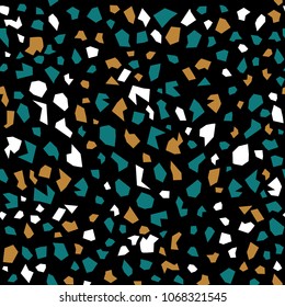 Terrazzo seamless pattern. Vector background with pebbles and stone. Pattern ideal for wrapping paper, wallpaper, terrazzo flooring