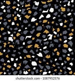 Terrazzo seamless pattern. Vector background with pebbles and stone. Pattern ideal for wrapping paper, wallpaper, terrazzo flooring