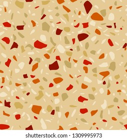 Terrazzo seamless pattern. Vector background in light colors. 
