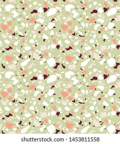 Terrazzo seamless pattern. Vector background in light colors.