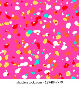 Terrazzo seamless pattern. Vector colorful pattern with pebbles and stone. Pattern ideal for wrapping paper, wallpaper, terrazzo flooring