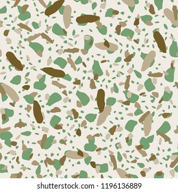 Terrazzo seamless pattern. Vector illustration Background for print home decor, interior, fabric, textile, paper, wrapping, covers Imitation of the surface of the stone floor from granite particles