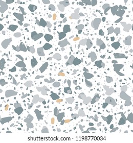 Terrazzo seamless pattern. Vector illustration Background for print home decor, interior, fabric, textile, paper, wrapping, covers Imitation of the surface of the stone floor from granite particles